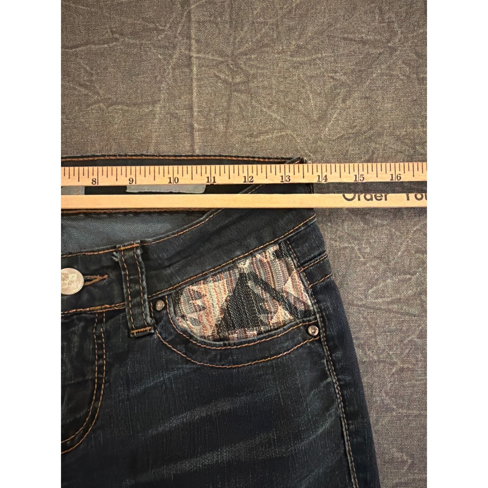 Daytrip Lynx Skinny Jeans Womens 27L Dark Wash Southwestern Pocket Inset DBK1915 - Picture 8 of 11